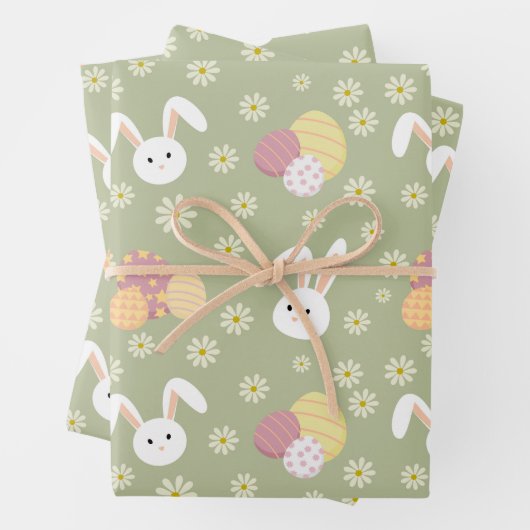 Osterfarben, Eier und Blume Pastellfarben Geschenkpapier Set (Beispiel)