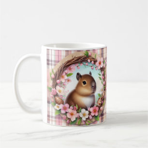 Osterfarben Karierte Flora Capybara Kaffeetasse