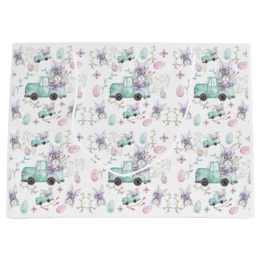 Osterfarbenbeleuchteter LKW Große Geschenktüte (Vorderseite)