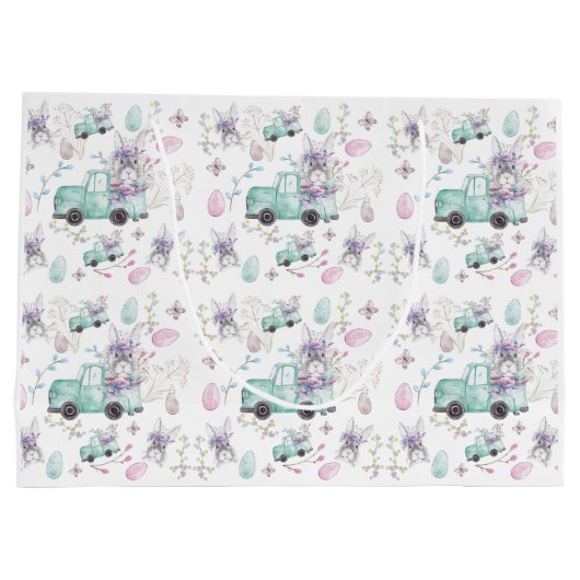 Osterfarbenbeleuchteter LKW Große Geschenktüte (Rückseite)