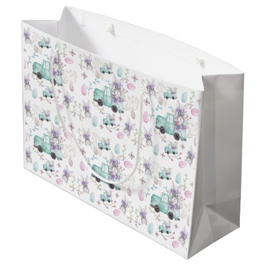 Osterfarbenbeleuchteter LKW Große Geschenktüte (Rückseite Schrägansicht)