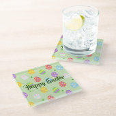 Osterfarbene Eier Festlich Glasuntersetzer (Schrägansicht)