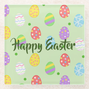 Osterfarbene Eier Festlich Glasuntersetzer