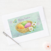 Osterfarbene Eier in Nestaufklebern Rechteckiger Aufkleber (Umschlag)