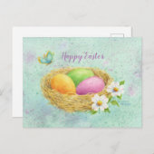 Osterfarbene Eier Nest Postkarte (Vorne/Hinten)