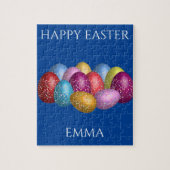 Osterfarbene Eier Rätsel mit Kindername. Puzzle (Vertikal)