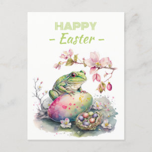 Osterfarbene Froscheier & Blume - Postkarte