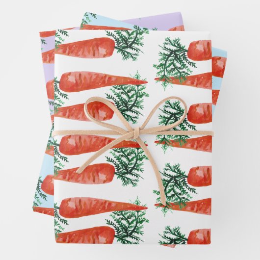 Osterfarbene Karotten farbenfrohe Frühlingssonne Geschenkpapier Set (Beispiel)