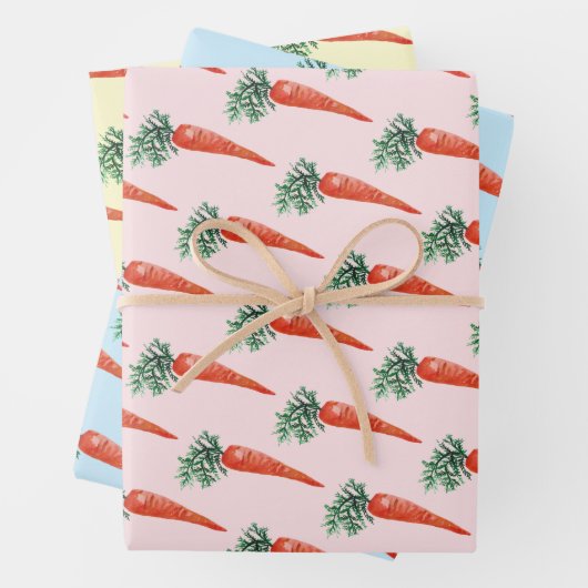 Osterfarbene Karotten farbenfrohe Frühlingssonne Geschenkpapier Set (Beispiel)