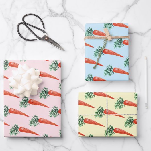 Osterfarbene Karotten farbenfrohe Frühlingssonne Geschenkpapier Set (Vorderseite)