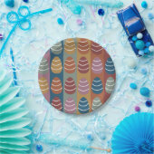 Osterfarbene Ostereier Streifen Frohe Ostern Pappteller (Party)