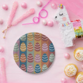 Osterfarbene Ostereier Streifen Frohe Ostern Pappteller (Party)