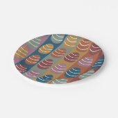 Osterfarbene Ostereier Streifen Frohe Ostern Pappteller (Schrägansicht)