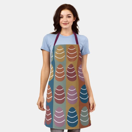 Osterfarbene Ostereier Streifen Frohe Ostern Schürze (Getragen)