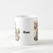 Osterfarbene Personalisierte florale Monogramm mit Kaffeetasse (Mittel)