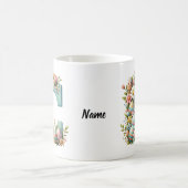 Osterfarbene Personalisierte florale Monogramm mit Kaffeetasse (Mittel)