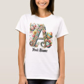 Osterfarbene Personalisierte florale Monogramm mit T-Shirt (Vorderseite)