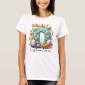 Osterfarbene Personalisierte florale Monogramm mit T-Shirt (Vorderseite)