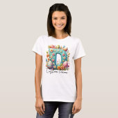 Osterfarbene Personalisierte florale Monogramm mit T-Shirt (Vorne ganz)