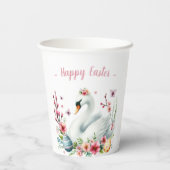 Osterfarbene Schwaneneier und Blume Pappbecher (Rückseite)