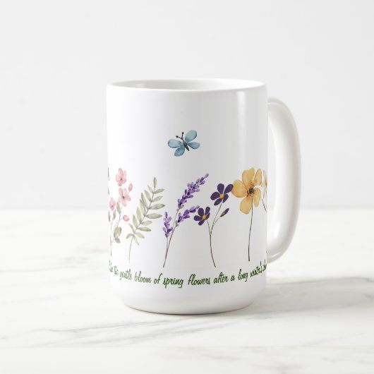 Osterfarbene Wildblumen Schmetterlinge Kaffeetasse (VorderseiteRechts)
