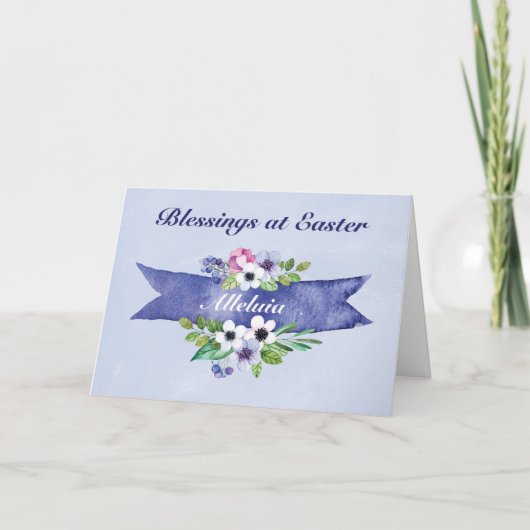 Osterfarbener Blumenbanner, Religiös Feiertagskarte (Vorderseite)