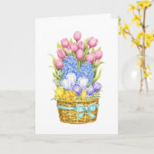 Osterfarbener Blumenkorb Frühjahrskarte Karte (Gelbe Blume)