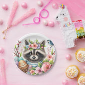 Osterfarbener Raccoon - Eier und Blume - Pappteller (Party)