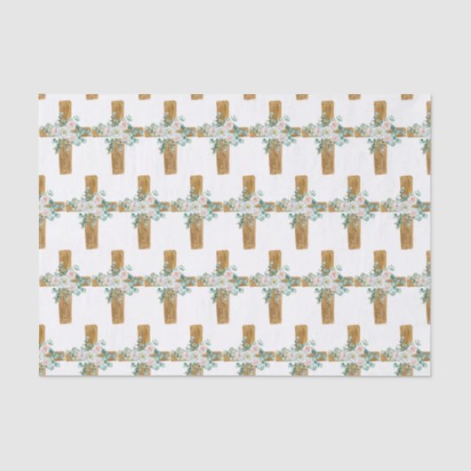 Osterfarbenes Blumenkreuz Seidenpapier (Vorderseite)