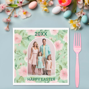 Osterfarbenes Foto Pastellfarben Rosa und grüne Fl Serviette