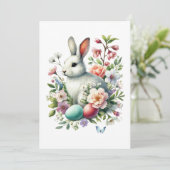 Osterfarbengeblasen, Eier & Blume Einladung (Stehend Vorderseite)