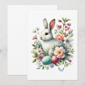 Osterfarbengeblasen, Eier & Blume Einladung (Vorne/Hinten)