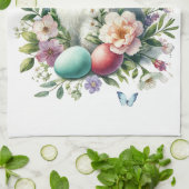 Osterfarbengeblasen, Eier & Blume Geschirrtuch (Gefaltet)