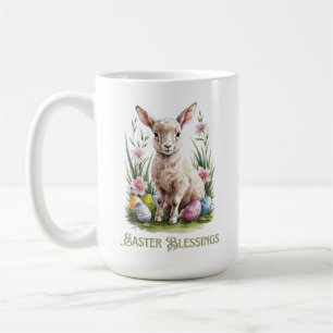 Osterfarbenklumpen und Blume Kaffeetasse