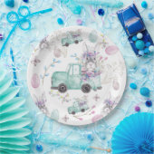 Osterfarbenmuster Bunny Truck Pappteller (Party)
