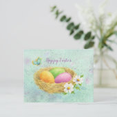 Osterfarbige Ostereier-Nest-Postkarte Postkarte (Stehend Vorderseite)