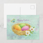 Osterfarbige Ostereier-Nest-Postkarte Postkarte (Vorne/Hinten)