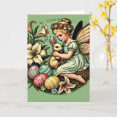 Osterfee Hase Karte (Gelbe Blume)