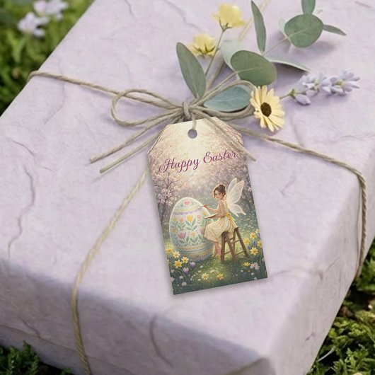 Osterfee malt Osterei Frühling Geschenkanhänger