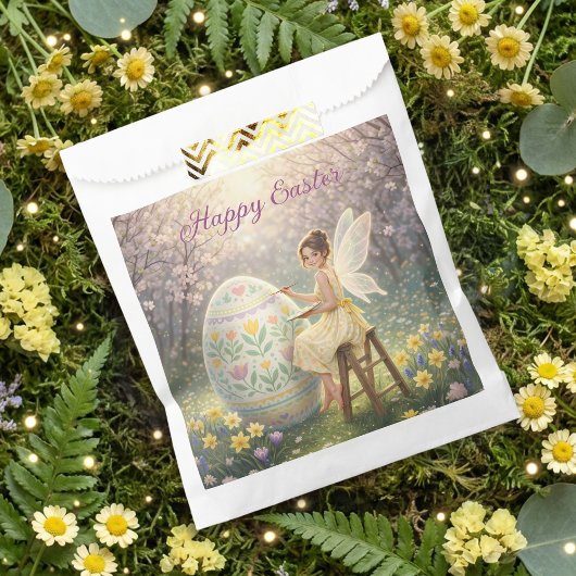 Osterfee malt Osterei Frühling Geschenktütchen