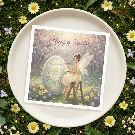 Osterfee malt Osterei Frühling Serviette