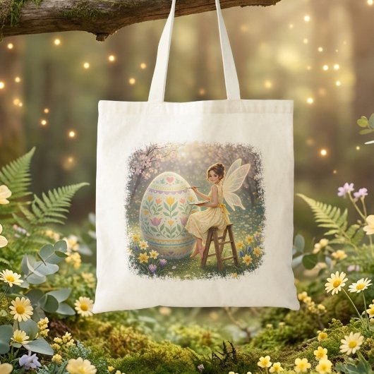 Osterfee malt Osterei Frühling Tragetasche