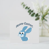 Osterfeier! Blue Rabbit Feiertagspostkarte (Stehend Vorderseite)