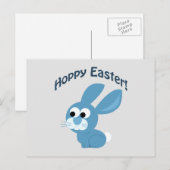 Osterfeier! Blue Rabbit Feiertagspostkarte (Vorne/Hinten)
