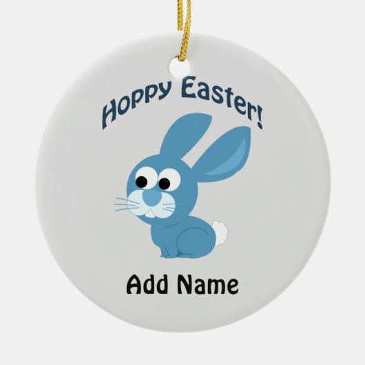 Osterfeier! Blue Rabbit Keramik Ornament (Vorne)