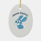 Osterfeier! Blue Rabbit Keramikornament (Vorne)
