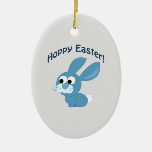 Osterfeier! Blue Rabbit Keramikornament (Vorne)