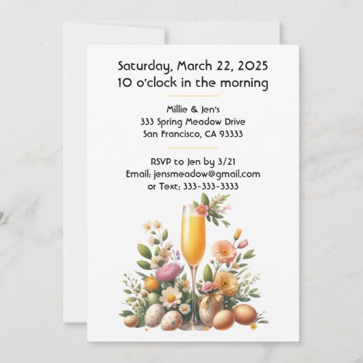 Osterfeier & Bubbly Einladungskarte + Download Einladung (Rückseite)