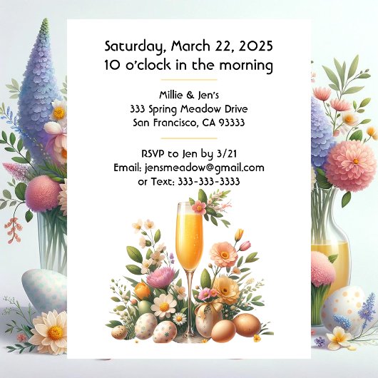 Osterfeier & Bubbly Einladungskarte + Download Einladung