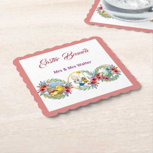 Osterfeier Bunny Chick Geflorales Gewirr Untersetzer (angewinkelt)